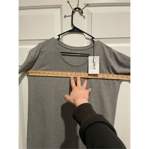 NWT Able Maria Boxy Crewneck Short Sleeve Simple Gray Tee Shirt Everyday Dress S - Picture 4 of 8